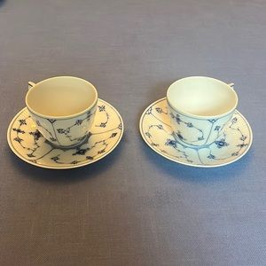 Royal Copenhagen Blue Fluted Plain Teacups and Saucers—Lot 2